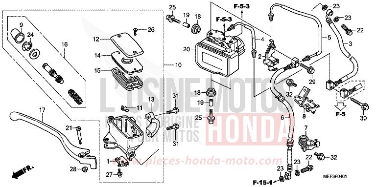 FRONT BRAKE MASTERCYLINDER (ABS) for SW-T400 ABS PEARL SUNBEAM WHITE (NHA66) from 2009
